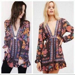 Free People Violet Hill Printed Tunic Top Mini Dress